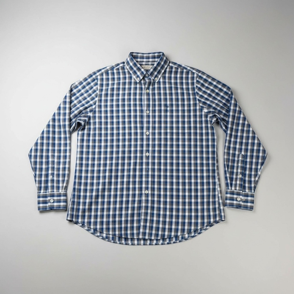 Dockers Men's Blue and White Plaid Shirt